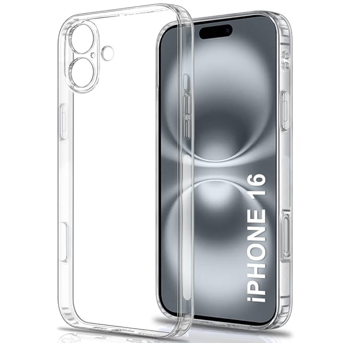 Apple iPhone 16 Case Clear Transparent Shockproof Protective Phone Soft Silicone Slim Cover for Apple iPhone 16 (Transparent)