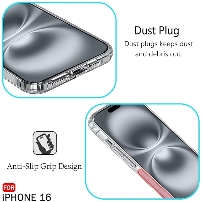 Apple iPhone 16 Case Clear Transparent Shockproof Protective Phone Soft Silicone Slim Cover for Apple iPhone 16 (Transparent)