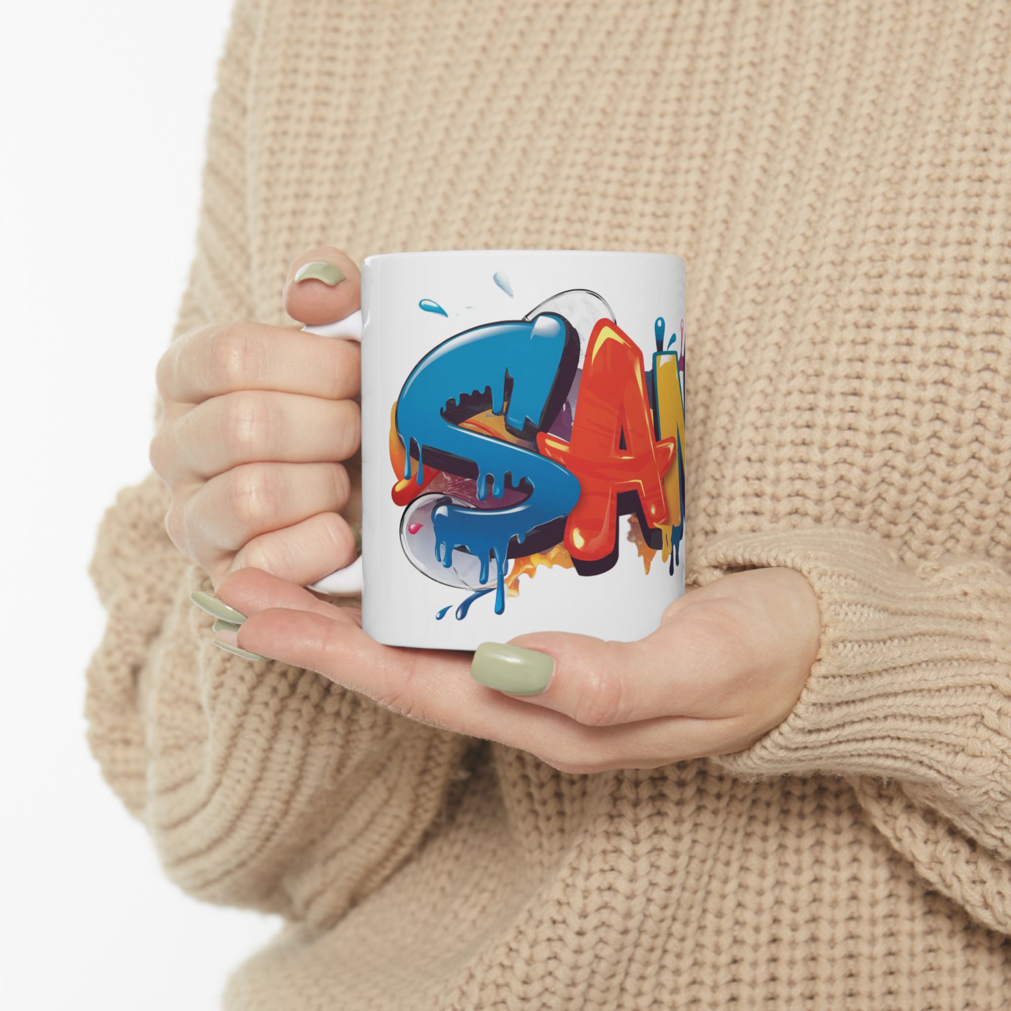 Personalized Photo and Name Coffee Mug Gift for Boyfriend & Girlfriend, 325 ml, White Ceramic design 'SANU'