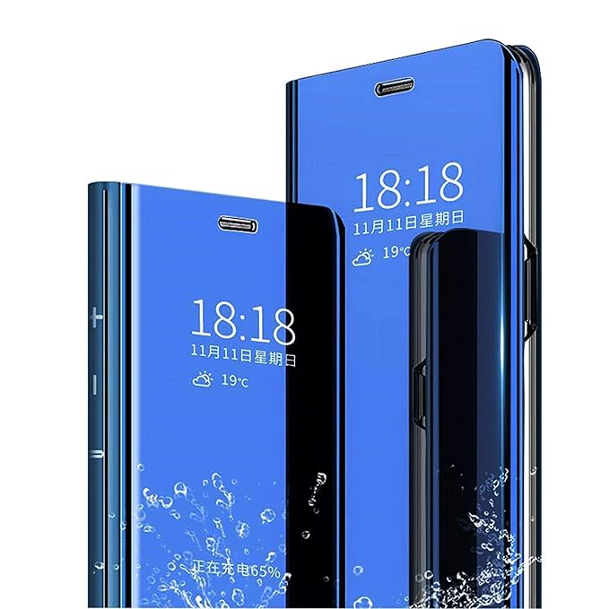 MIRROR FLIP OPPO REALME 8 & 8 PRO BACK CASE COVER BLUE