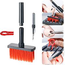 5 in 1 Soft Brush Multi-Function Cleaning Tools Kit for Keyboard & Earphone Cleaner Soft High-Density Brush Set with Keycap Puller Corner Gap Duster Gadget for Laptop Air pods Pro Camera Lens