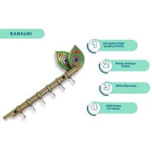 Brass Big Antique Flute 6 pin for Keys Hanger Hook,Wall Key Holder, Key Stand, Keys Rack Hook, Key Hanging Hooks.