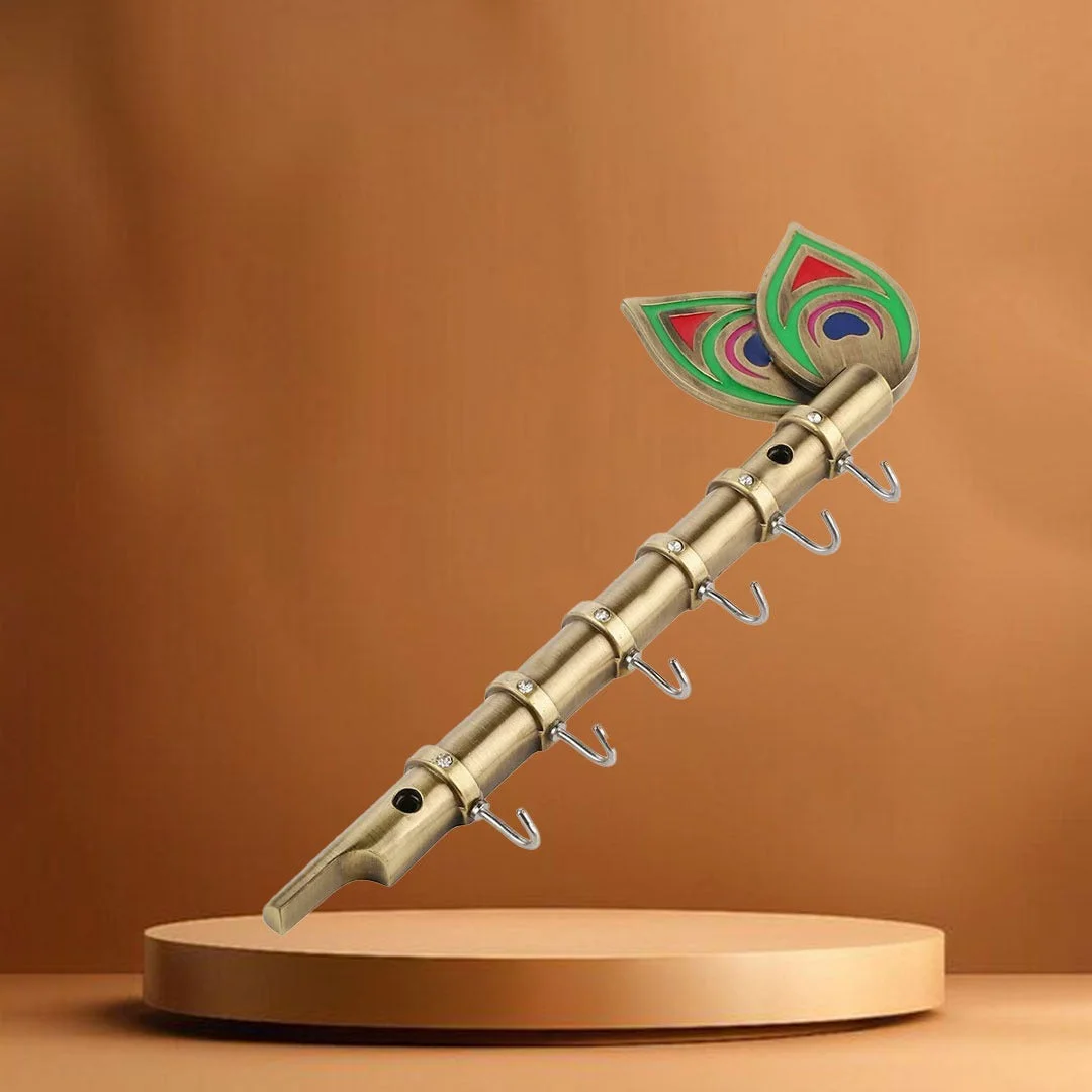 Brass Big Antique Flute 6 pin for Keys Hanger Hook,Wall Key Holder, Key Stand, Keys Rack Hook, Key Hanging Hooks.