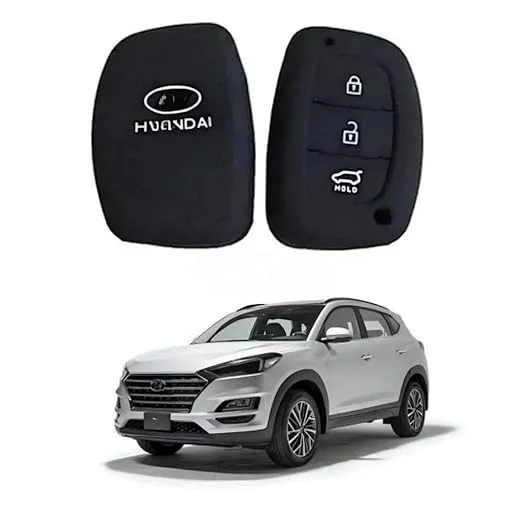 Car Silicone Rubber Key Cover for Hyundai Cretaa / I20 Elite – Black – Premium Protection, Durability, and Style ( Pack of 1)