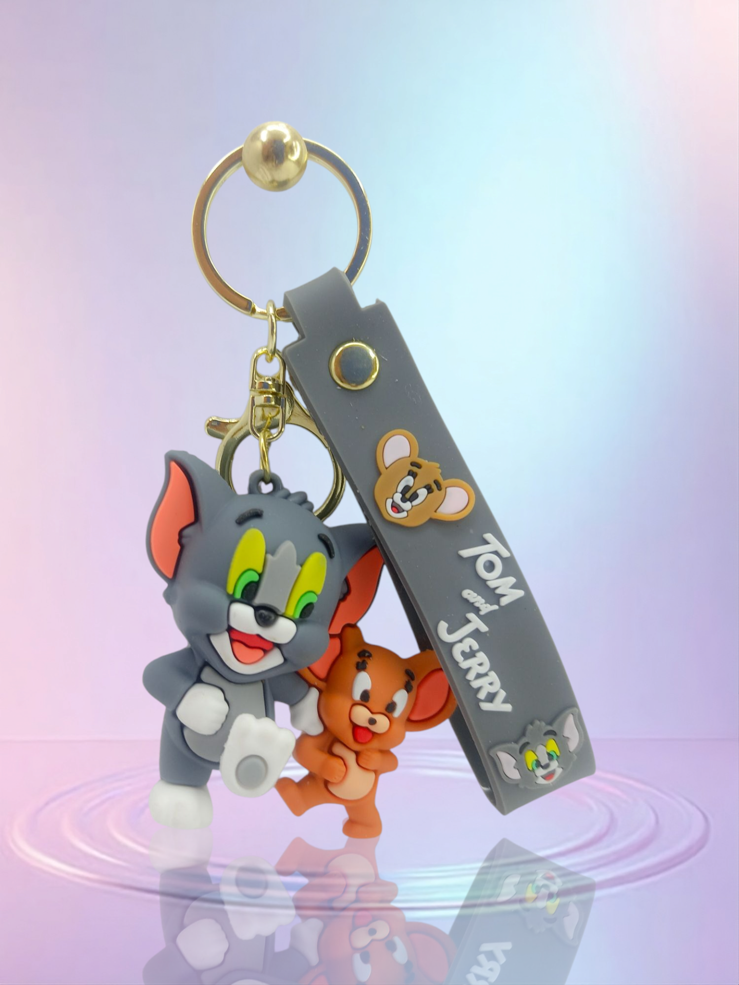 Tom & Jerry 3D Keychain – Cartoon Character with Rubber Strap | Cute Bag Charm for Kids & Fans | Key Ring Gift for Boys & Girls