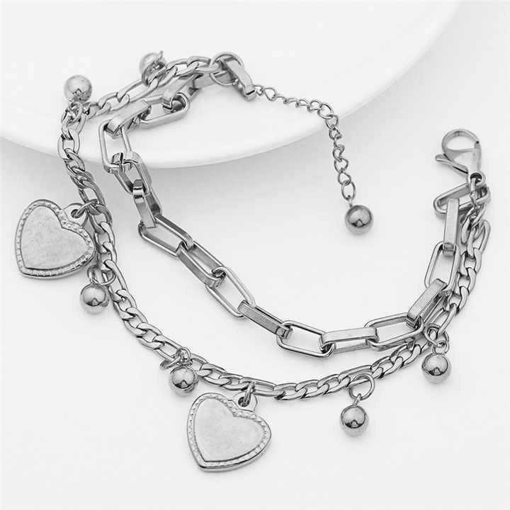 Shop stylish double heart bracelets for men and women — punk hip hop cold wind jewelry, perfect for bold streetwear and everyday fashion statements.