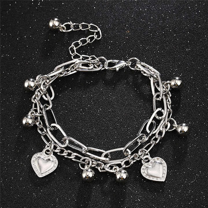 Shop stylish double heart bracelets for men and women — punk hip hop cold wind jewelry, perfect for bold streetwear and everyday fashion statements.