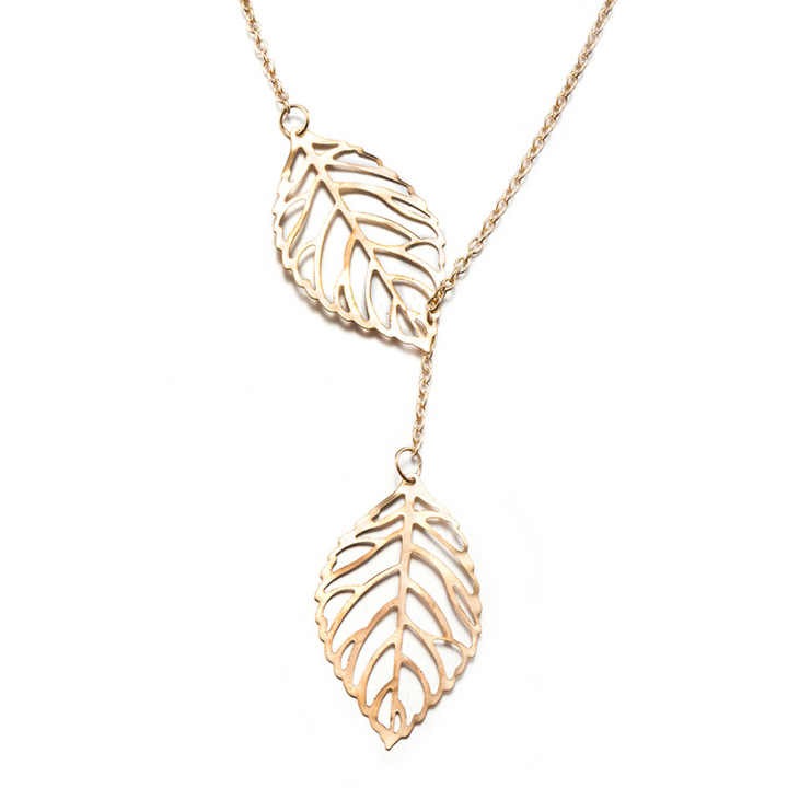 Elegant double leaves choker necklace for women — exquisite nature-inspired jewelry perfect for daily wear, parties, and gifting on special occasions.