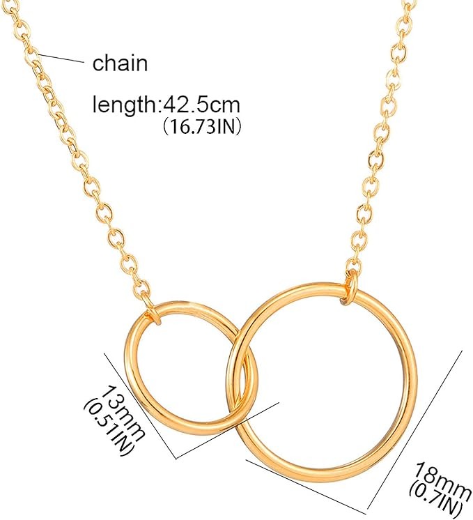 Double Circle Necklace for Women - Dainty Pendant, Minimalist Chain, Trendy Jewelry Gift