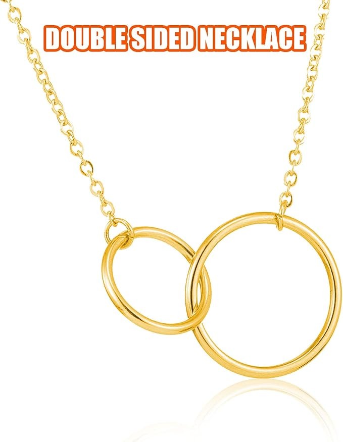Double Circle Necklace for Women - Dainty Pendant, Minimalist Chain, Trendy Jewelry Gift