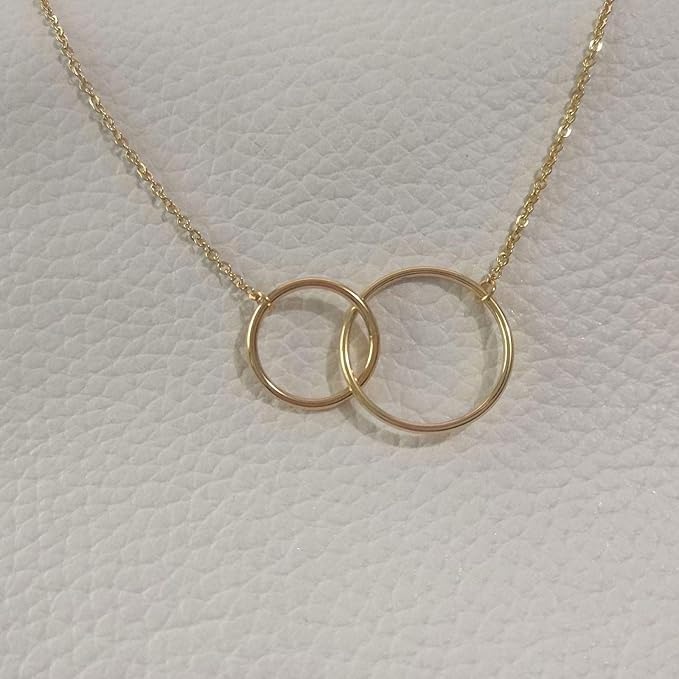 Double Circle Necklace for Women - Dainty Pendant, Minimalist Chain, Trendy Jewelry Gift