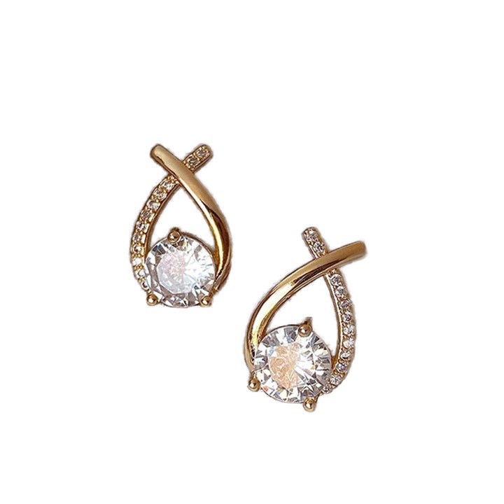 Silver Cross Zircon Stud Earrings for Women - Trendy Korean Style Wedding Jewelry Gift