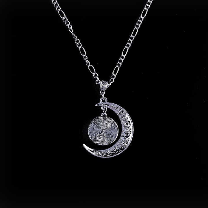 Evil Eye Moon Pendant Necklace for Women - Silver Alloy Chain, Protection Jewelry