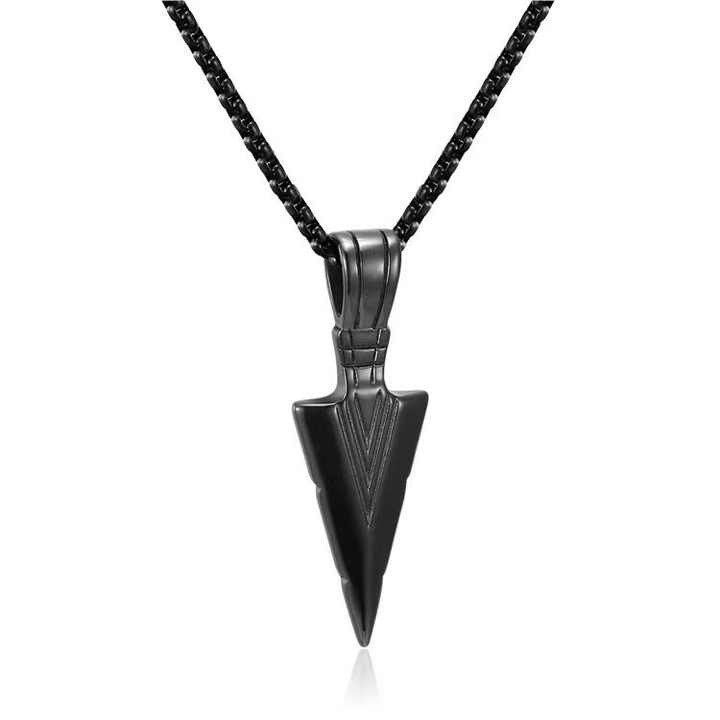 Men’s Triangle Arrow Pendant Necklace - Hip-Hop Retro Alloy Pendant with Stainless Steel Chain