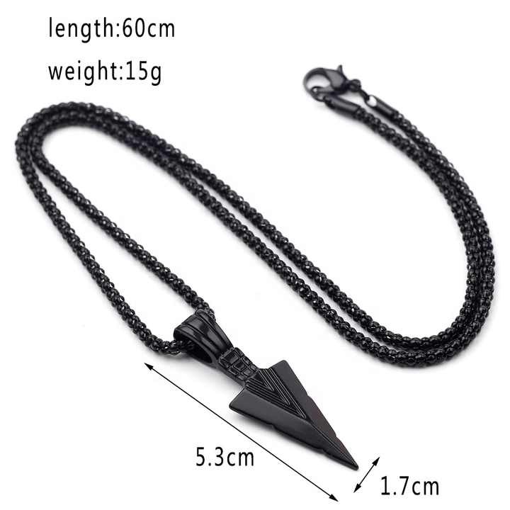 Men’s Triangle Arrow Pendant Necklace - Hip-Hop Retro Alloy Pendant with Stainless Steel Chain