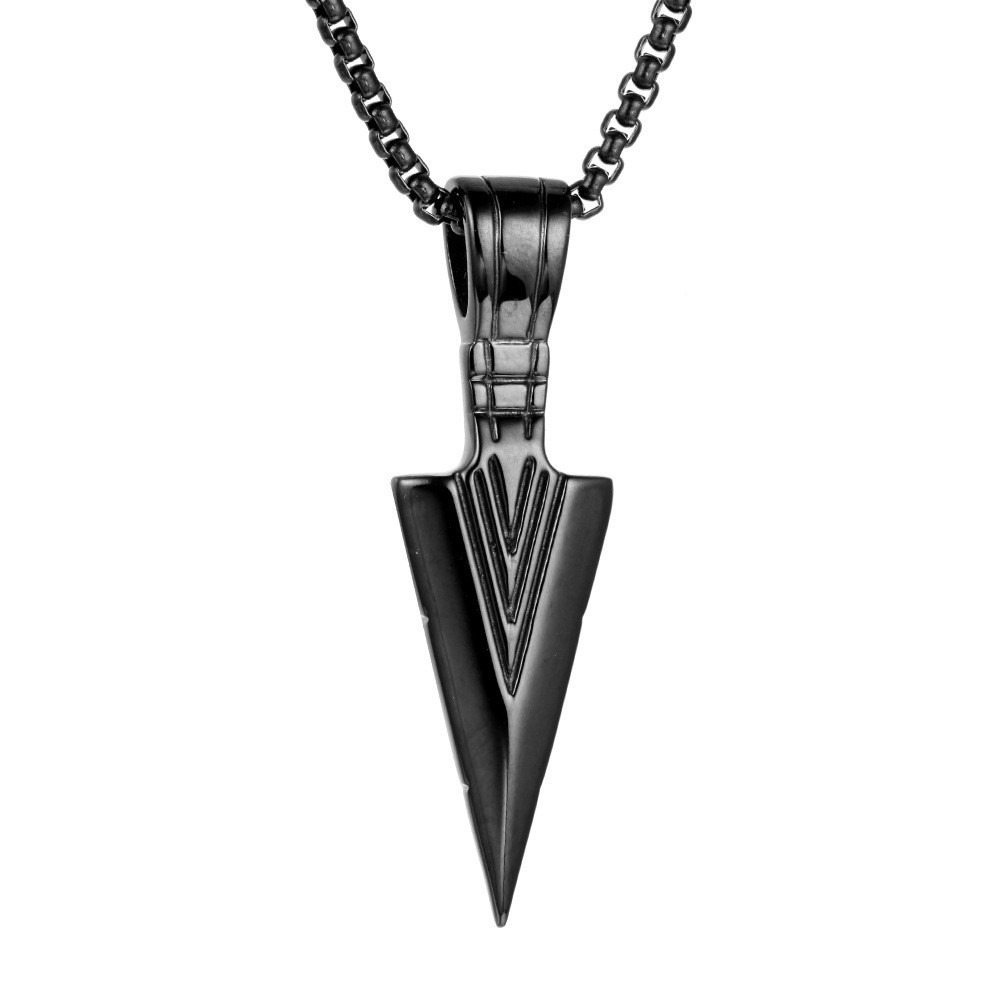 Men’s Triangle Arrow Pendant Necklace - Hip-Hop Retro Alloy Pendant with Stainless Steel Chain