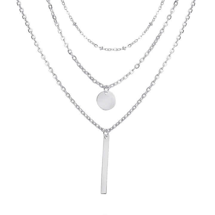 Multi-Layer Statement Necklace for Women - Charm Jewelry with Small Sequins Stripes