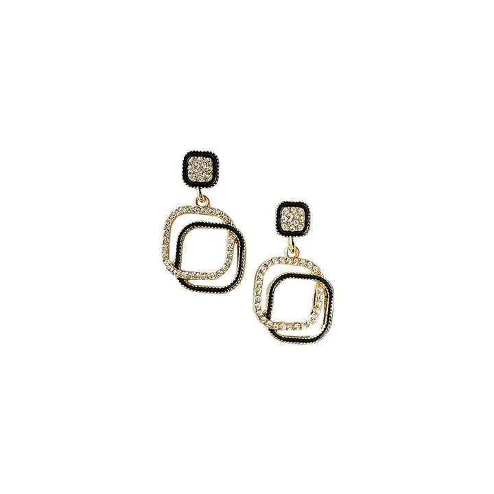 Double-Layer Square Diamond Stud Earrings for Women - Simple Elegant Jewelry