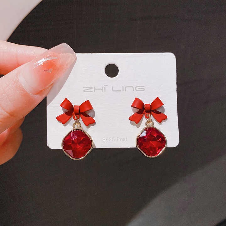 Gold-Plated Diamond Bow Earrings for Women - Trendy Wedding, Party, Engagement Jewelry