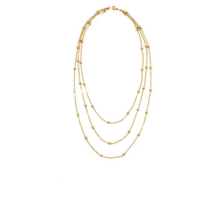 18K Gold Plated Beaded Choker Necklace - Stainless Steel Boho Chain Necklace for Women & Teen Girls