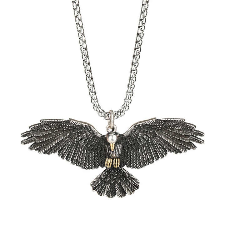 Hip Hop Stainless Steel Eagle Wing Spreading Pendant Necklace Jewelry