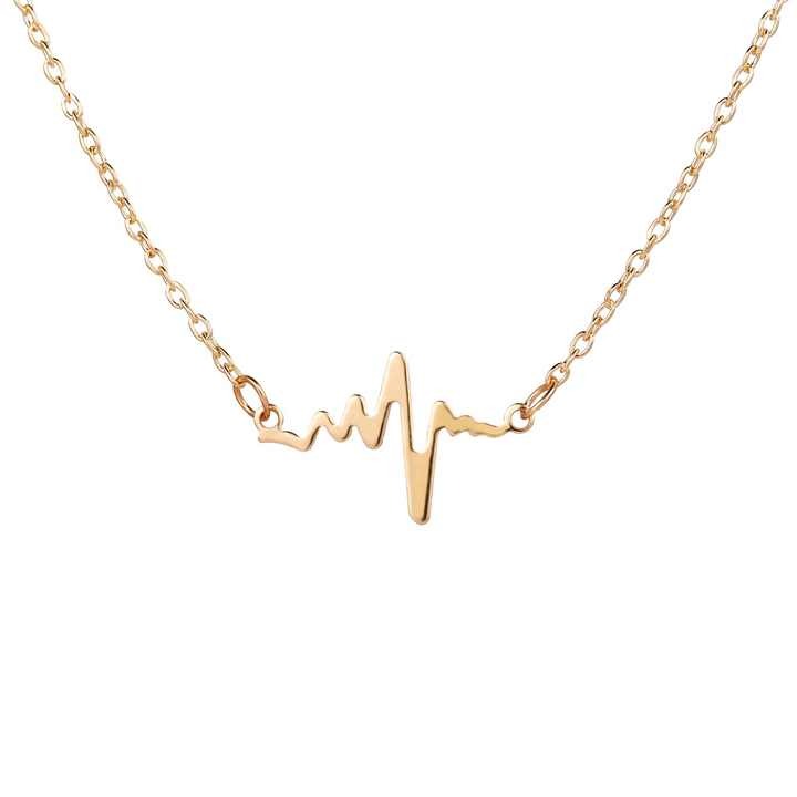 HeartBeat Shaped Gold Plated Stainless Steel Necklace for Men & Women - Best Friend Necklaces