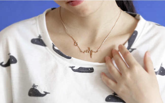 HeartBeat Shaped Gold Plated Stainless Steel Necklace for Men & Women - Best Friend Necklaces