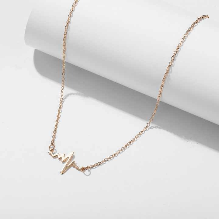 HeartBeat Shaped Gold Plated Stainless Steel Necklace for Men & Women - Best Friend Necklaces