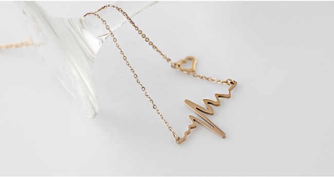 HeartBeat Shaped Gold Plated Stainless Steel Necklace for Men & Women - Best Friend Necklaces