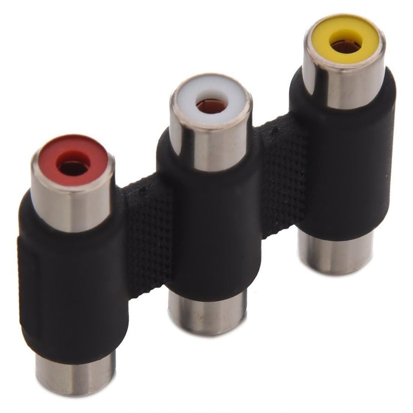 AV Audio Video RCA Coupler Adapter – 3 RCA Female to Female Connector (Pack of 2)