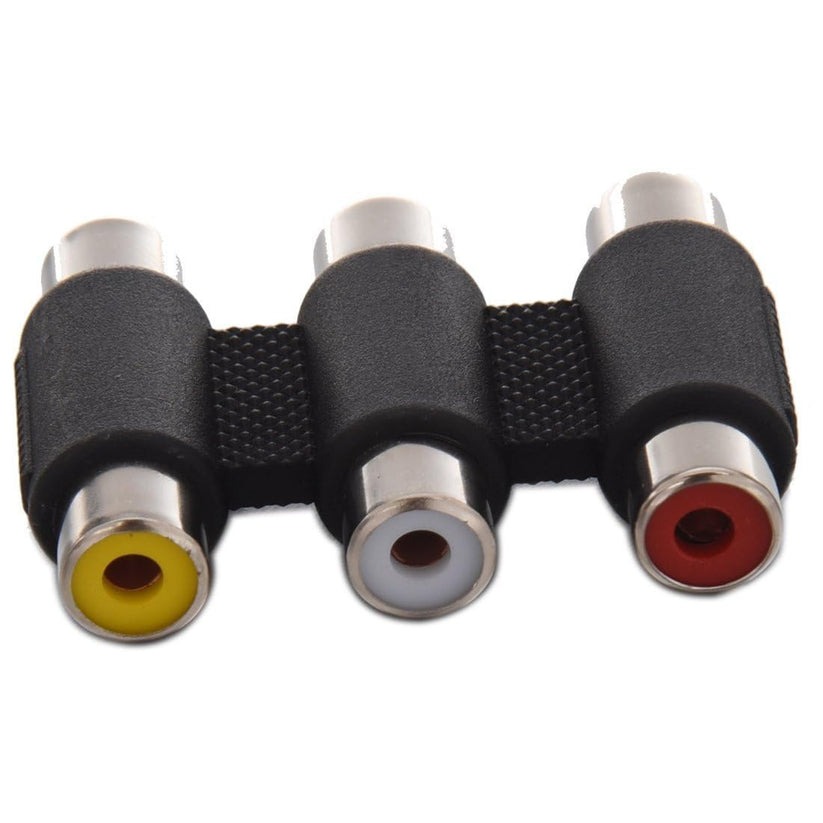 AV Audio Video RCA Coupler Adapter – 3 RCA Female to Female Connector (Pack of 2)