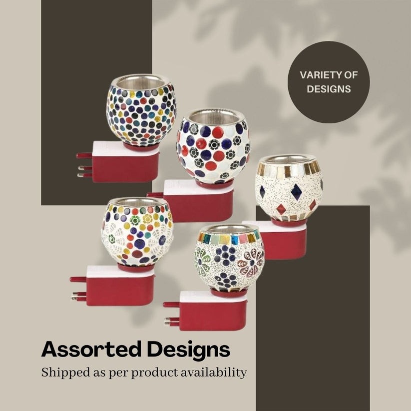 Ceramic Aroma Diffuser & Kapoor Dani with Night Light – Essential Oil & Camphor Burner (Pack of 1)