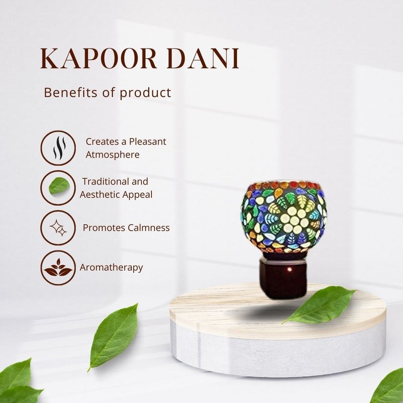 Ceramic Aroma Diffuser & Kapoor Dani with Night Light – Essential Oil & Camphor Burner (Pack of 1)