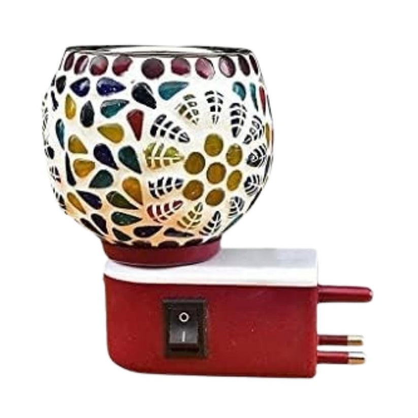 Ceramic Aroma Diffuser & Kapoor Dani with Night Light – Essential Oil & Camphor Burner (Pack of 1)