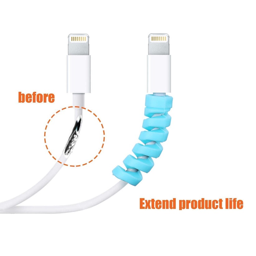 Spiral Cable Protectors (Set of 5) – Charging, Data & Earphone Cable Covers | Durable Electronics Accessories