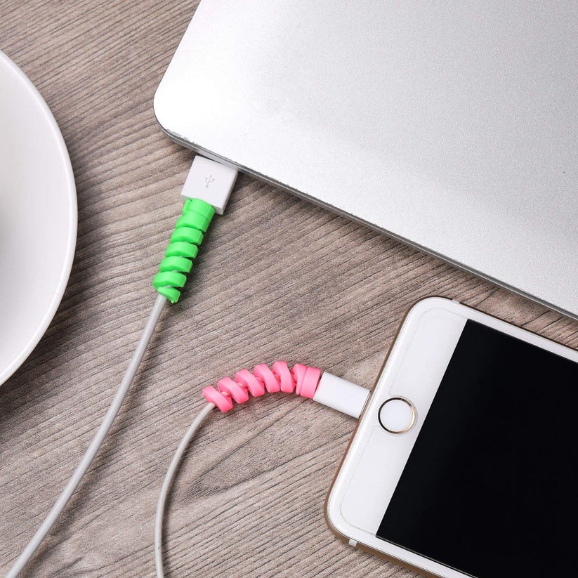 Spiral Cable Protectors (Set of 5) – Charging, Data & Earphone Cable Covers | Durable Electronics Accessories