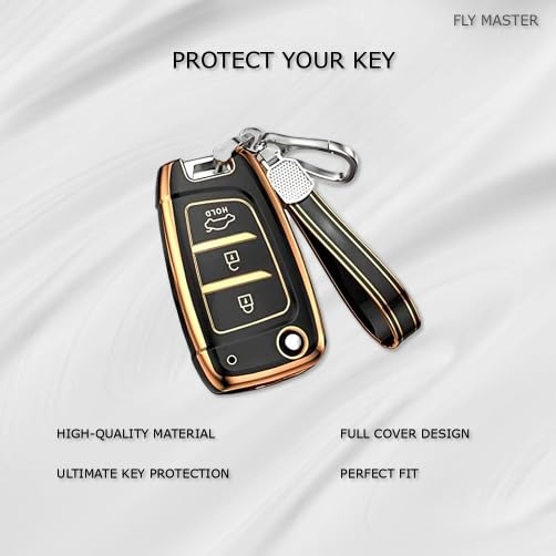 TPU Key Cover for Hyundai Verna 2019–2023 & i20 Magna/Sportz 2024–2025 – Flip Key Shell (Black)