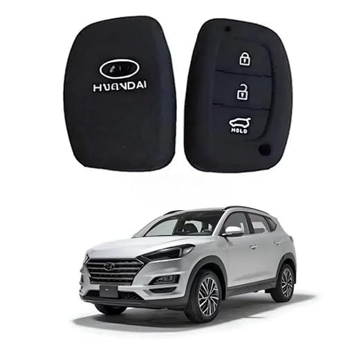 Silicone Key Cover for Hyundai Creta & i20 Elite – Black, 3-Button Remote Case with Premium Rubber Protection (Pack of 1)