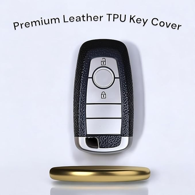 TPU Smart Key Cover for Ford Ecosport, Aspire, Freestyle, Endeavour – Silver Soft Shell with Leather Texture – Push Button Start Remote Protection