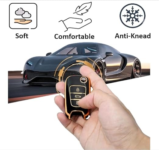 TPU Car Key Cover for Hyundai Elantra, Old i10, i20, Verna Fluidic – Durable, Stylish Protection for 2/3 Button Flip Smart Keys (Pack of 1)