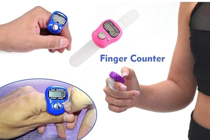 Mini Digital Finger Tally Counter – Electronic Japa Mala Counter with Adjustable Finger Ring – For Mantra Chanting, Tasbeeh, Cricket, Head Count & More (Color May Vary)