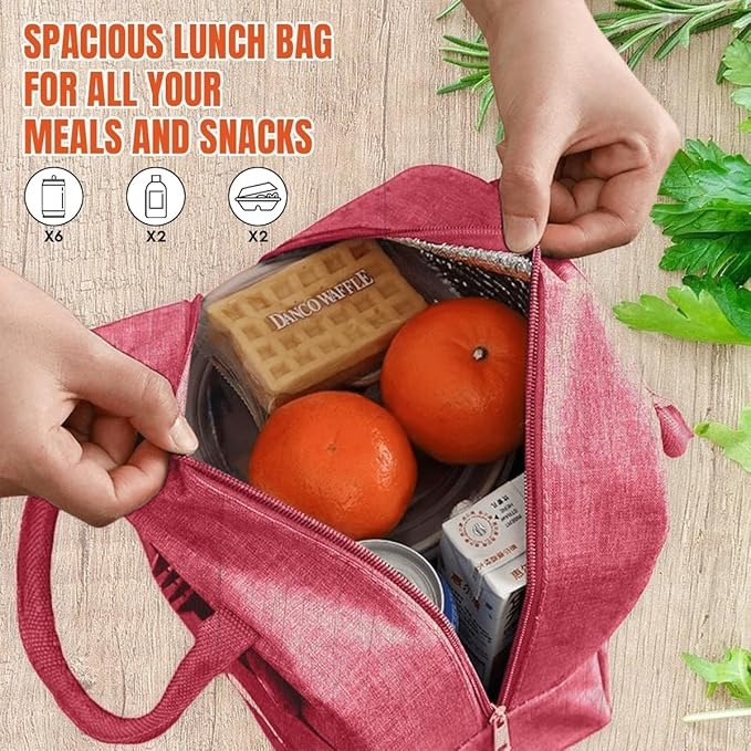 Insulated Lunch Bag for Women & Men – Reusable Lunch Box Tote with Zipper Closure for Office, School & Picnic – 1 Pc (Color May Vary)