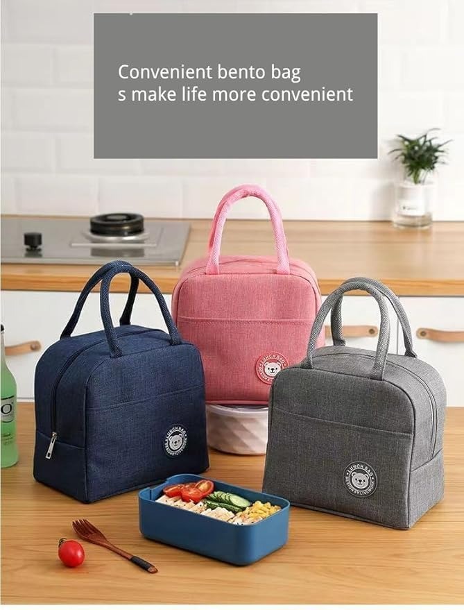 Insulated Lunch Bag for Women & Men – Reusable Lunch Box Tote with Zipper Closure for Office, School & Picnic – 1 Pc (Color May Vary)