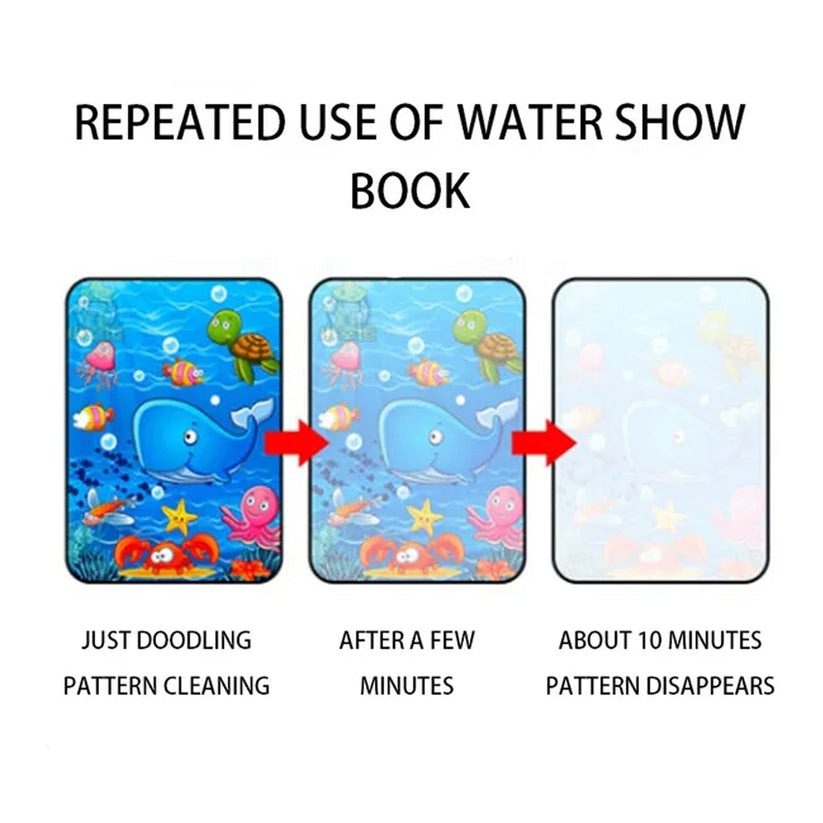 Water Coloring Book for Kids – Reusable Water Painting & Drawing Book for Toddlers 2-10 Years – Mess-Free Magic Color Activity Book (1 Pc, Designs May Vary)