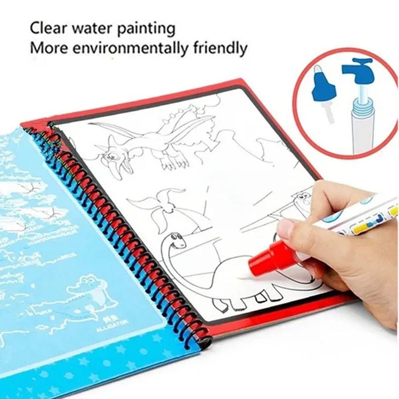Water Coloring Book for Kids – Reusable Water Painting & Drawing Book for Toddlers 2-10 Years – Mess-Free Magic Color Activity Book (1 Pc, Designs May Vary)
