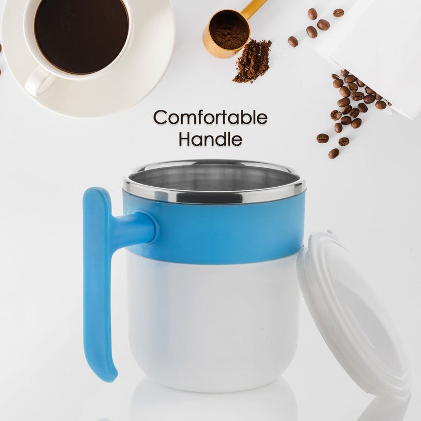 Insulated Stainless Steel Coffee Mug with Lid – 300ml Double Wall Tea & Milk Mug for Home, Office, Restaurant – Stylish, Leakproof, Drinkware Gift (1 Pc, Pista)