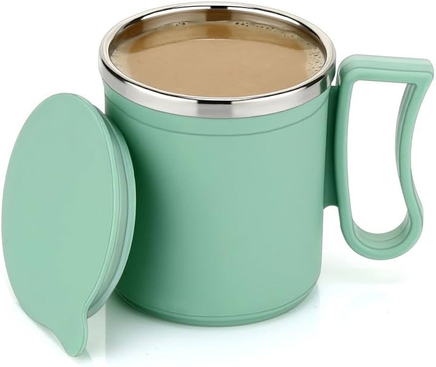 Stainless Steel Insulated Coffee/Tea Mug with Lid – 300ml Double Wall Travel Cup for Hot & Cold Beverages – Leakproof, BPA-Free, Ideal for Office & Home Use (1 Pc)