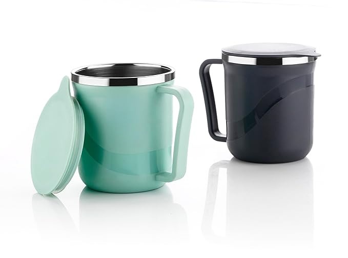Stainless Steel Insulated Coffee/Tea Mug with Lid – 300ml Double Wall Travel Cup for Hot & Cold Beverages – Leakproof, BPA-Free, Ideal for Office & Home Use (1 Pc)