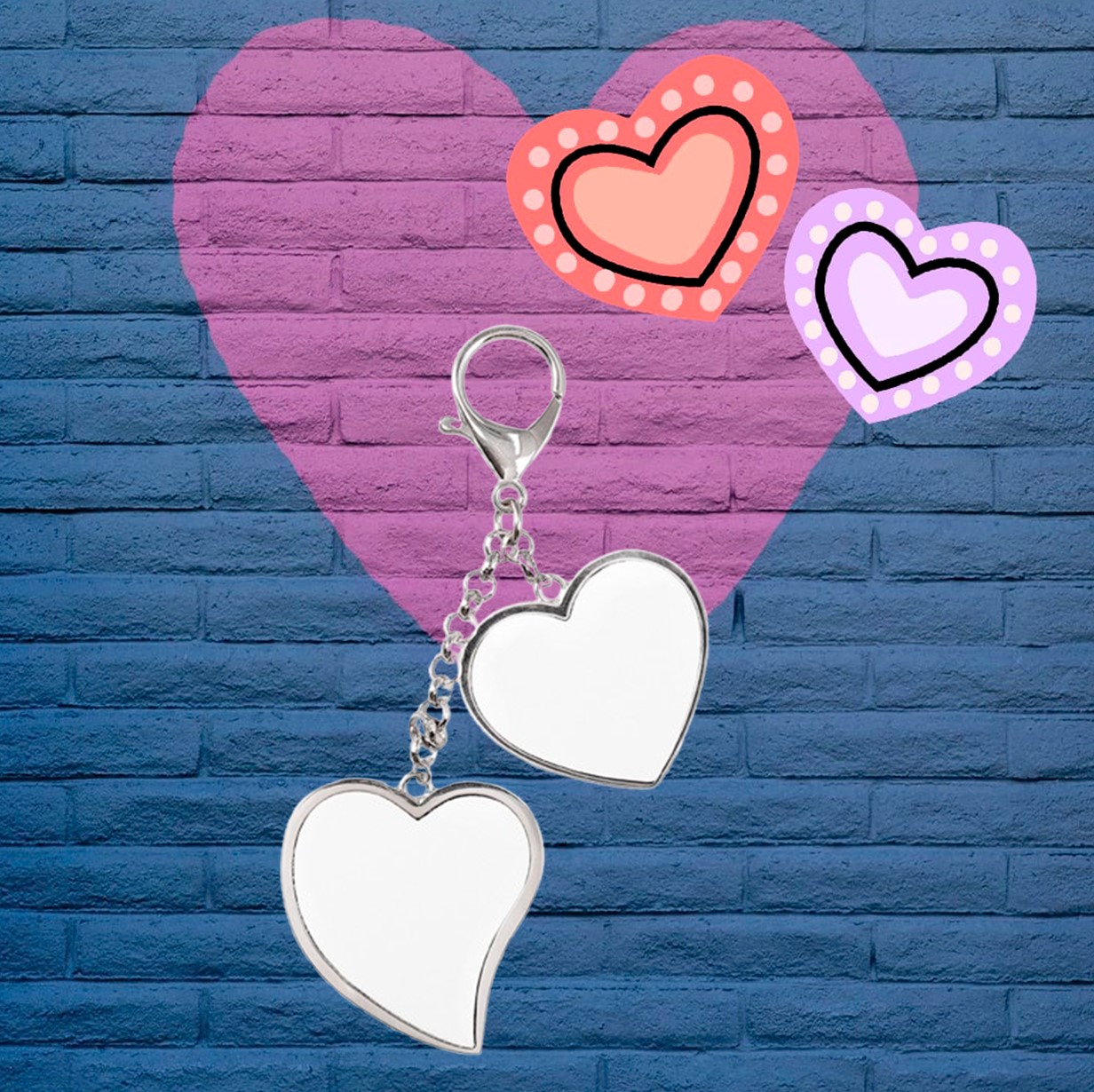 Llavero mosquetón con corazones