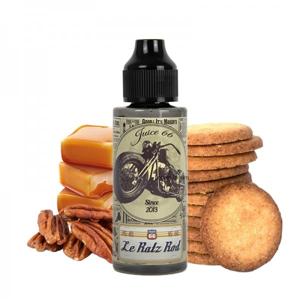 Le Ratz Rod - Vintage by Juice 66. Un palet breton et du caramel au beurre salé, le tout sur un délicieux lit de noix de pécan.. Un mix ultra gourmand qui en ravira plus d'un !